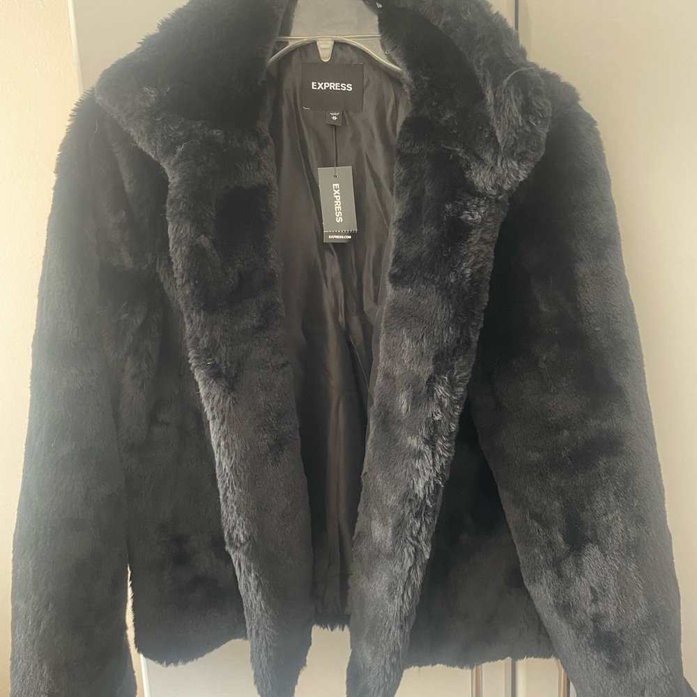 Express Women's Plush Black Teddy Jacket